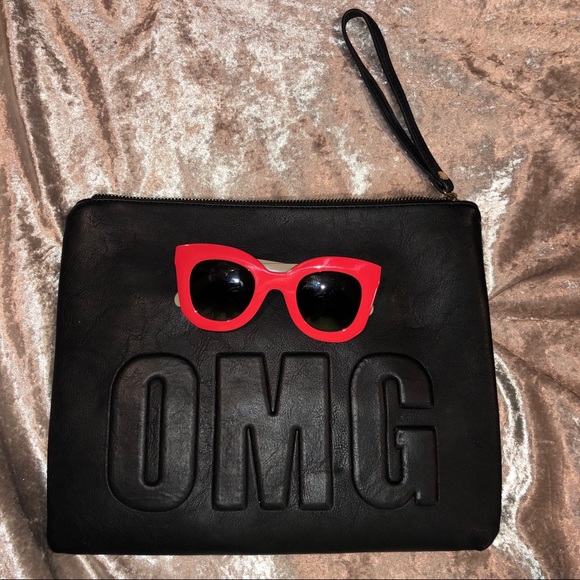 LF “OMG” Black Leather Clutch Wristlet - Picture 5 of 5